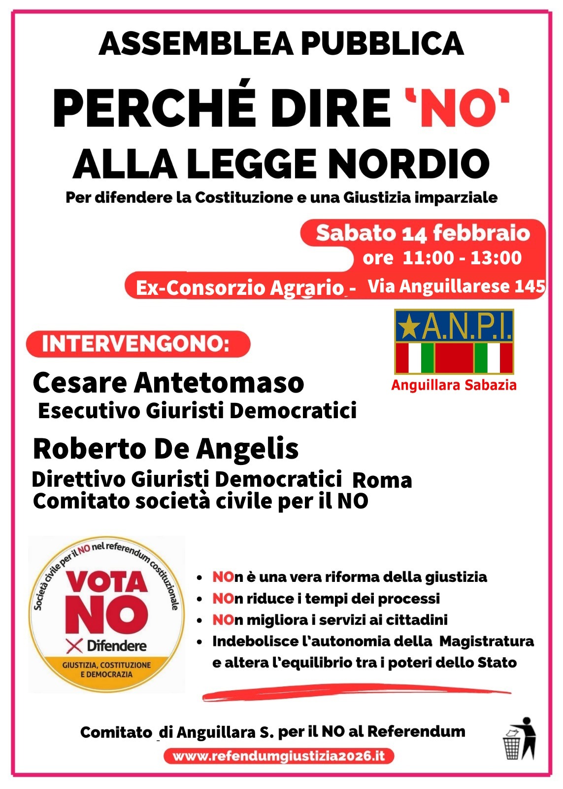 “Perché dire no alla legge Nordio”: assemblea pubblica ad Anguillara