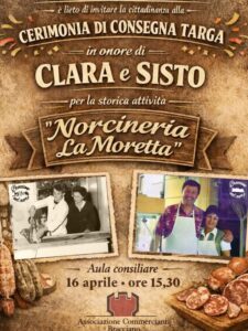 Domani Bracciano premia la norcineria “La Moretta”: targa per Sisto e Clara