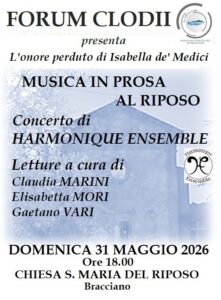 “L’onore perduto di Isabella de’ Medici”: con Forum Clodii concerto il 31 maggio a Bracciano