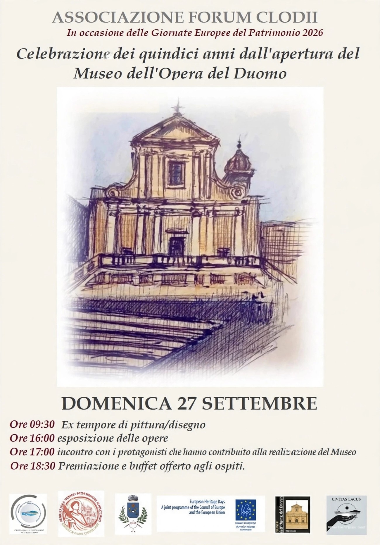 Museo dell’Opera del Duomo di Bracciano: il 27 settembre Forum Clodii celebra i 15 anni