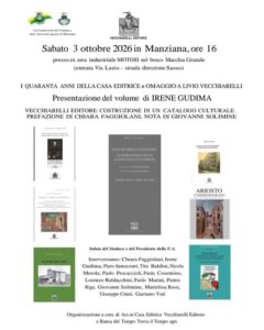 I 40 anni della casa editrice e Omaggio a Livio Vecchiarelli oggi a Manziana