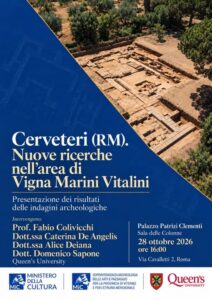“Cerveteri. Nuove ricerche nell’area di Vigna Marini Vitalini”: conferenza a Roma il 28 ottobre